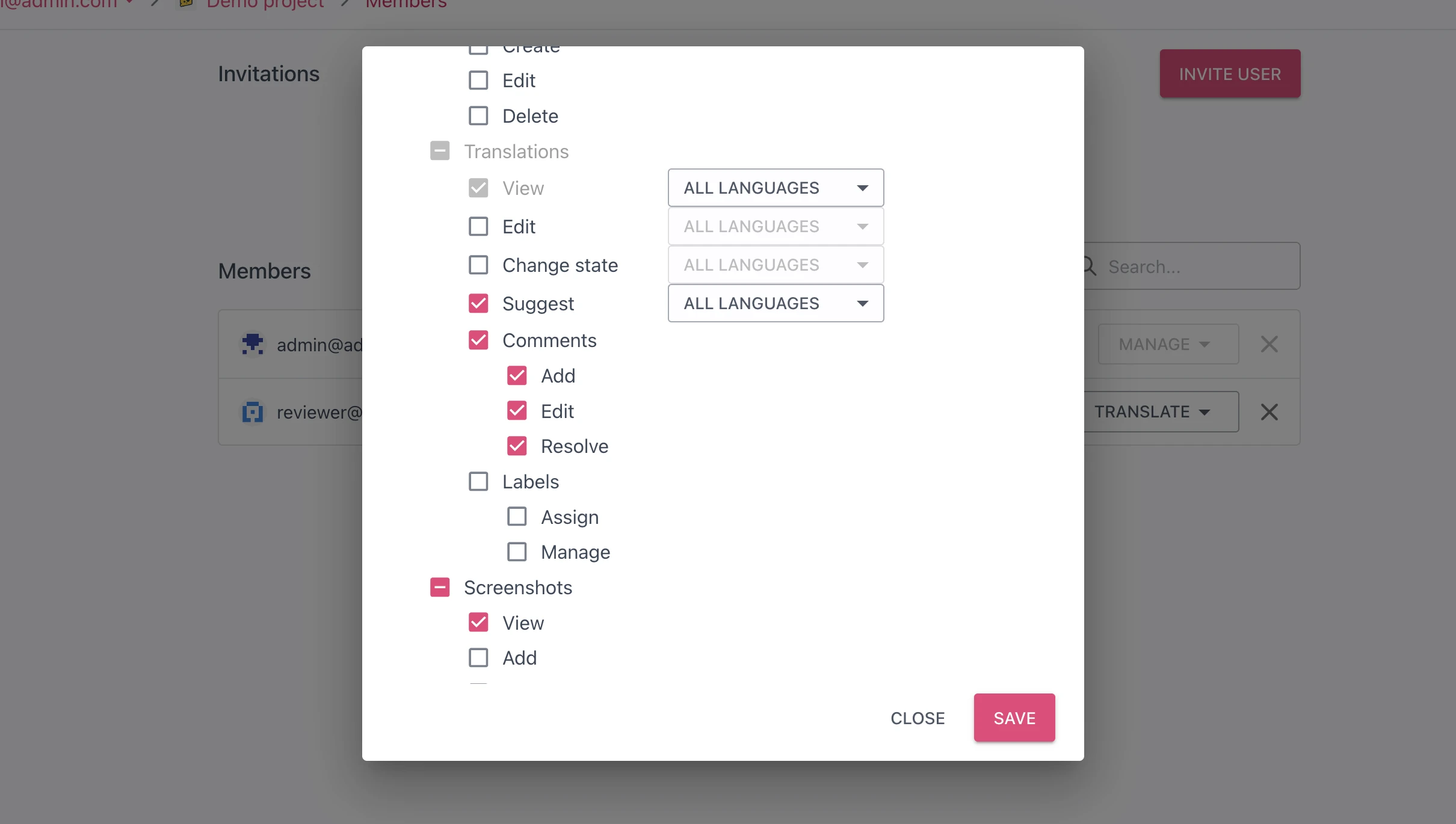 Suggestions granular permissions